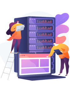 Data center abstract concept vector illustration.